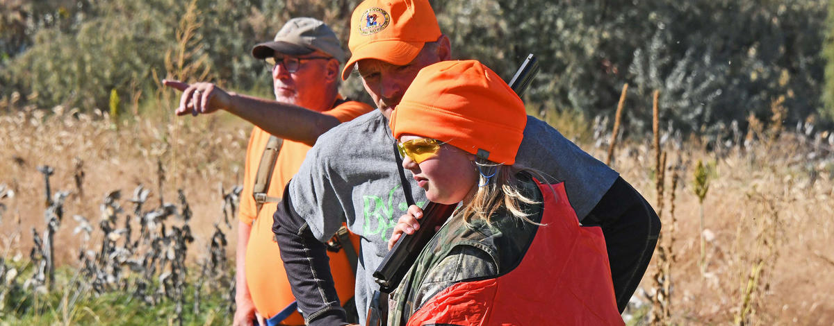 A recent hunter education graduate hunts pheasants in a mentored pheasant hunt in the Magic Valley