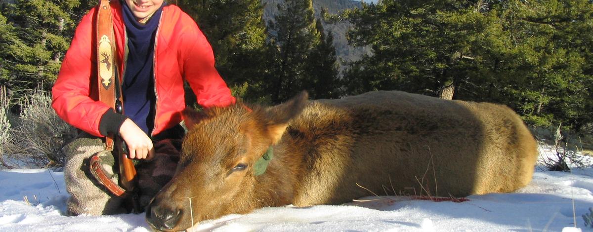 Sarah Curet with her elk November 2004