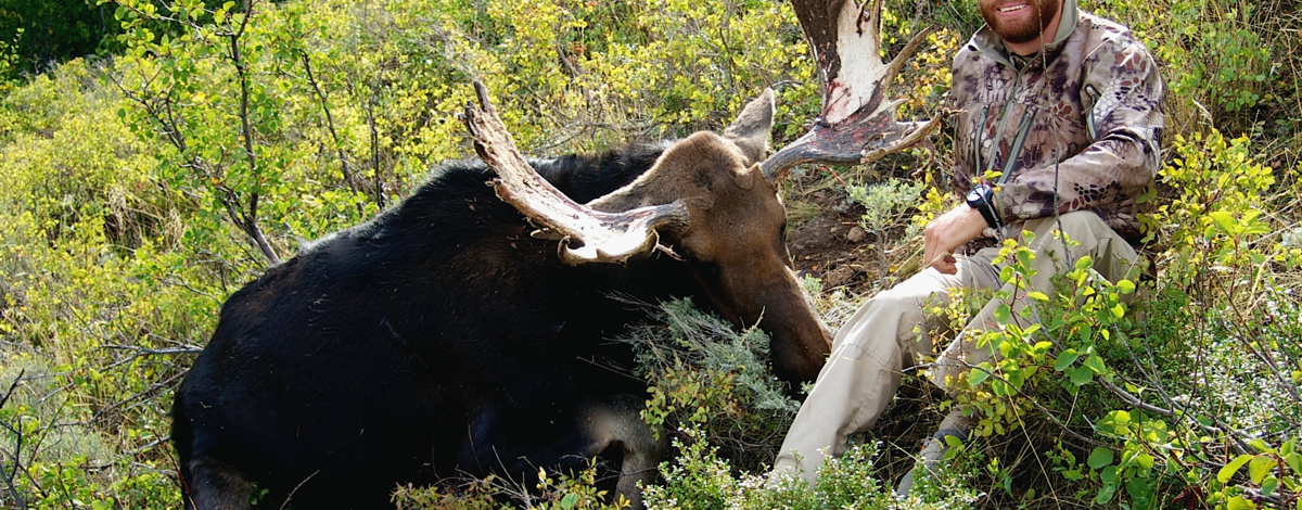 man with his bull moose from the Superhunt March 2015