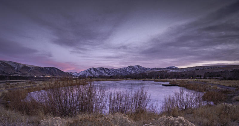 Edson Fichter Fishing Pond and the Bannock Range - Idaho