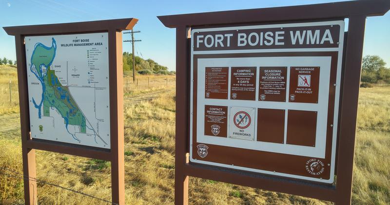 Old Fort Boise Wildlife Management Area WMA Fishing Access informational signs October 2016