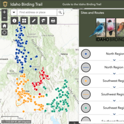 Screen shot of Idaho Birding Trail interactive map