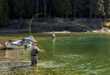 two anglers fly fishing on the Kootenai River during a Fish Survey September 2015