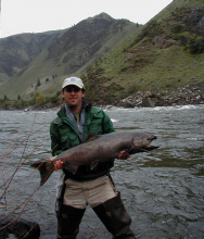 Abrams with his spring chinook salmon September 2015