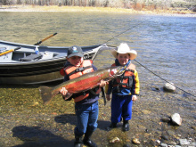 two kids one cowboy with their steelhead April 2008