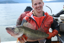 Biologist with Lake Pend Oreille walleye