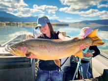 Hailey Thomas with Henrys Lake hybrid trout