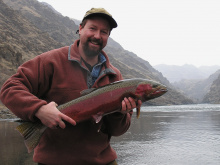 angler with his steelhead January 2004