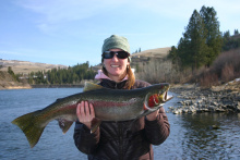 angler with her steelhead February 2009