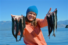 girl with her kokanee from Lake Pend Oreille fish on September 2015 