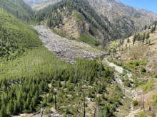 Debris flow making its way to a stream / Photo by Eli Felts