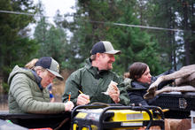 Idaho Fish and Game staff at a check station near Priest River, Idaho