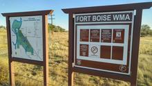 Old Fort Boise Wildlife Management Area WMA Fishing Access informational signs October 2016