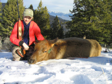 Sarah Curet with her elk November 2004