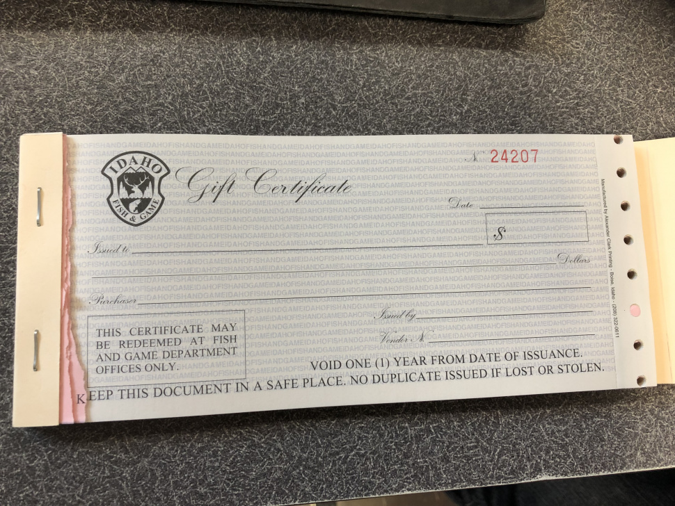 An Idaho Fish and Game gift certificate makes the perfect last minute